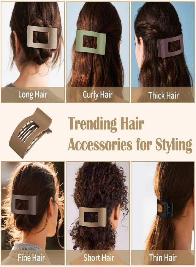 Mandydov 8 Pcs Large Flat Hair Clips for Women, Non-slip Big Square Matte Hair Claw Clips - Image 5